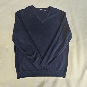 Mens Jack Nicklaus navy Blue V Neck Sweater MED Gold Bear golf preppy gilmore